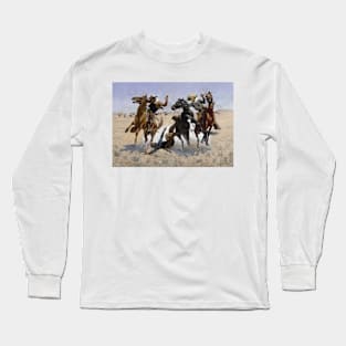 Aiding a Comrade by Frederic Remington Long Sleeve T-Shirt